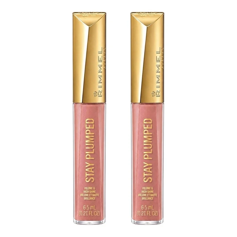Rimmel Stay Plumped Lip Gloss Peach Pie 531 2 Pack 6.5ml High Shine